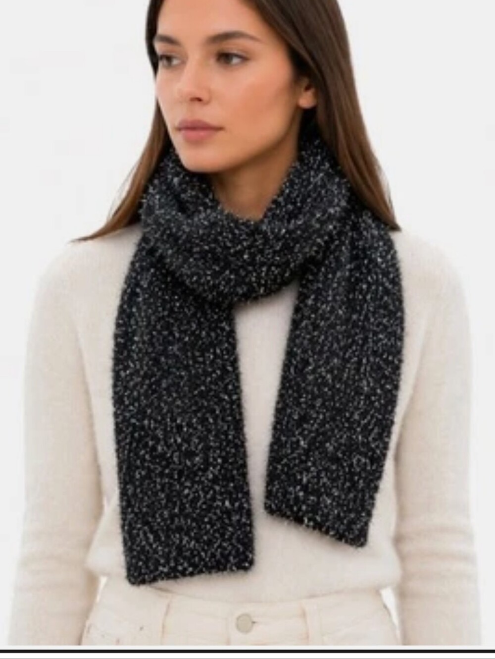 Kate Spade Black Glitter Scarf Nwt Super Soft